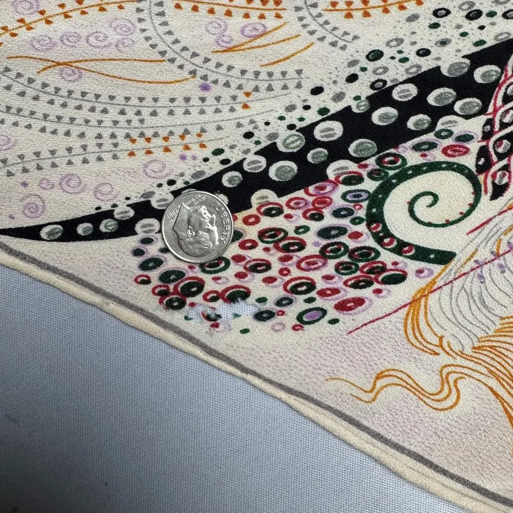 Vintage Bottega Veneta Printed Silk Long Scarf Art Nouveau Klimt 80s 90s